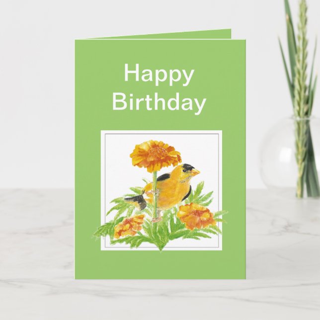 Tarjeta Cumpleaños, Goldfinch y maravilla del humor (Anverso)