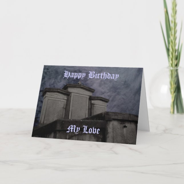 Tarjeta Cumpleaños gótico divertido del cementerio (Anverso)