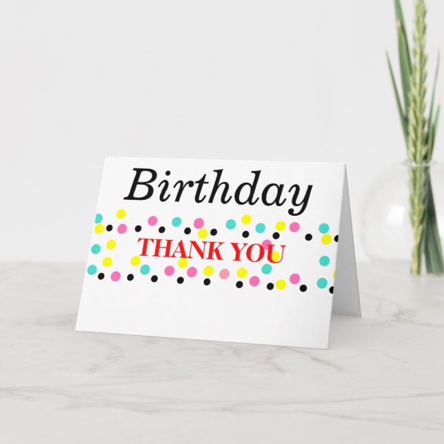 Tarjeta Cumpleaños Gracias Polka Dots Balloons (Anverso)