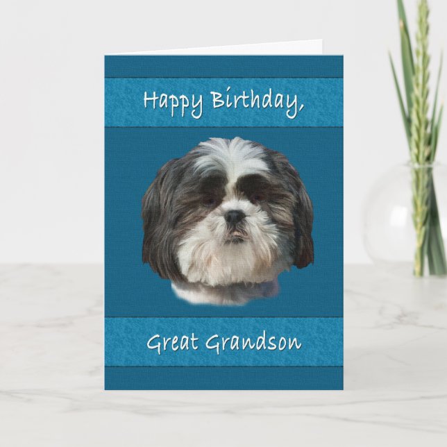 Tarjeta Cumpleaños, Gran Abuelo, Perro Shih Tzu (Anverso)