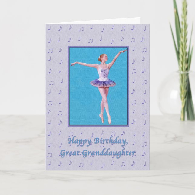 Tarjeta Cumpleaños, gran nieta, Ballerina al punto (Anverso)