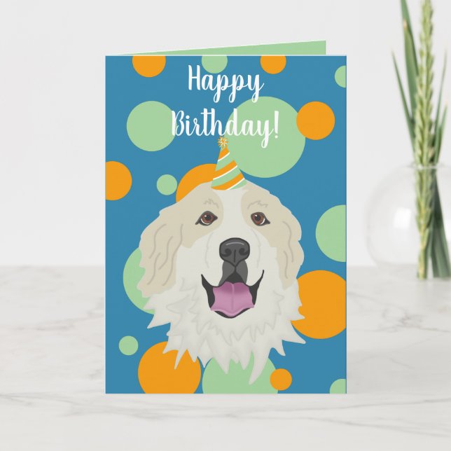 Tarjeta Cumpleaños Gran Pirineo Perro de Montaña  (Anverso)