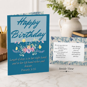 Tarjeta Cumpleaños Grande Mamá Texto Floral Azul Escritura