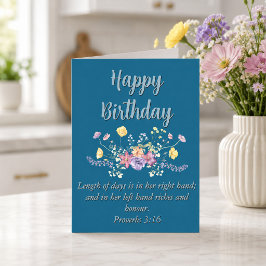 Tarjeta Cumpleaños Grande Mamá Texto Floral Azul Escritura