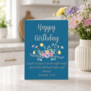Tarjeta Cumpleaños Grande Mamá Texto Floral Azul Escritura