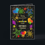 Tarjeta Cumpleaños, GRANDSON, Galaxia abstracta, colorido<br><div class="desc">Divertido y muy brillante Festividad de cumpleaños en coloridos colores vivos.   Galaxia abstracta y/o universo lleno de estrellas,  estrellas fugaces e incluso corazones.  Vea la misma imagen en otras categorías y productos.</div>