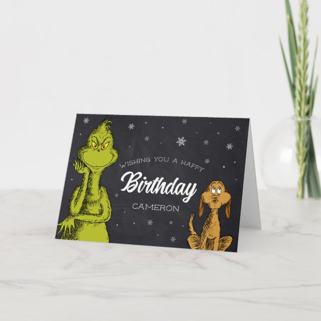 Tarjeta Cumpleaños Grinch Pizarra (Anverso)