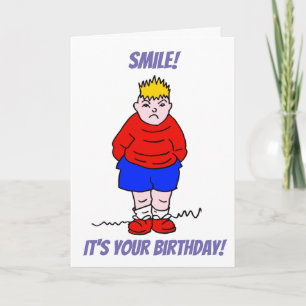 Tarjeta Cumpleaños gruñón de la sonrisa del muchacho