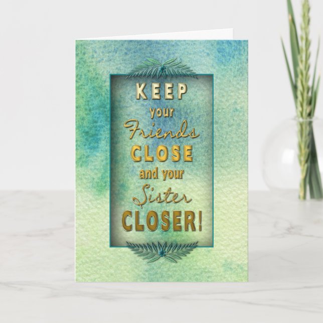 Tarjeta Cumpleaños - Hermana - Feliz de que estés en mi vi (Anverso)