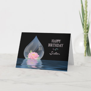 TARJETA CUMPLEAÑOS - HERMANA - FLOR DE LOTUS EN WATERDROP