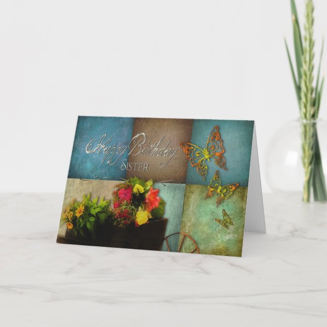 TARJETA CUMPLEAÑOS - HERMANA - FLORES DEL PAÍS (Anverso)