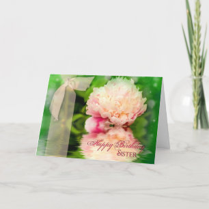 Tarjeta Cumpleaños - hermana - flores - Peonies