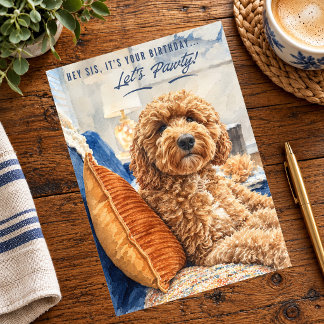 Tarjeta Cumpleaños Hermana Golden Doodle