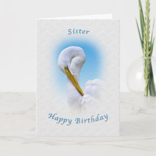 Tarjeta Cumpleaños, hermana, gran ave ácida (Anverso)