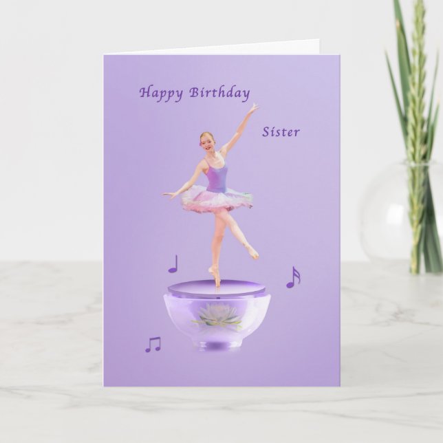 Tarjeta Cumpleaños, Hermana, Music Box Ballerina (Anverso)