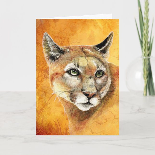 Tarjeta Cumpleaños Hermano Cougar Montaña León Arte Animal (Anverso)