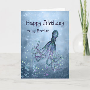 Tarjeta Cumpleaños Hermano Octopus podría abrazar tu carta