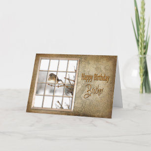 TARJETA CUMPLEAÑOS - HERMANO - VENTANA DE VENTAJA - PÁJARO