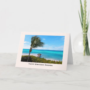Tarjeta Cumpleaños Hermoso Árbol de Palma Tropical Playa V