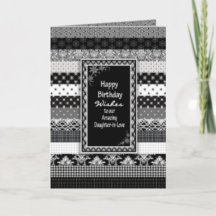 Tarjeta Cumpleaños, Hija-en-Derecho, Capas Negras/Blancas