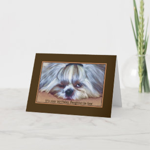 Tarjeta Cumpleaños, Hija en la ley, Perro Shih Tzu con sue