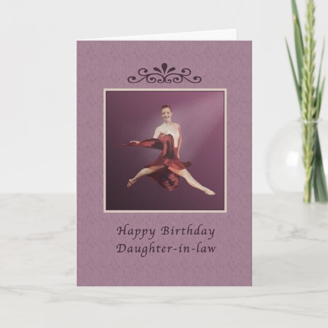 Tarjeta Cumpleaños, Hija en la ley, Saltando Ballerina (Anverso)