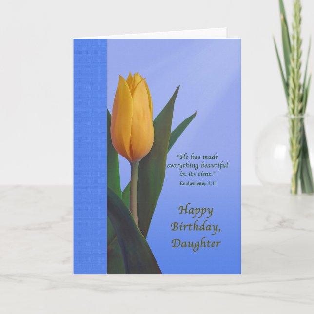 Tarjeta Cumpleaños, Hija, Flor Golden Tulip (Anverso)