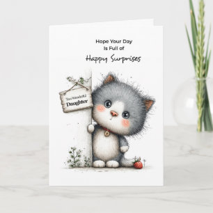Tarjeta Cumpleaños Hija Gatito Feliz Sorpresa