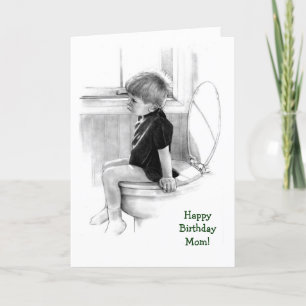 Tarjeta Cumpleaños: Hijo de mamá: Chico en Potty, Realismo