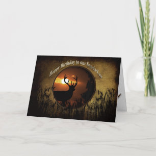 TARJETA CUMPLEAÑOS - HIJO EN DERECHO - DEER HUNTER