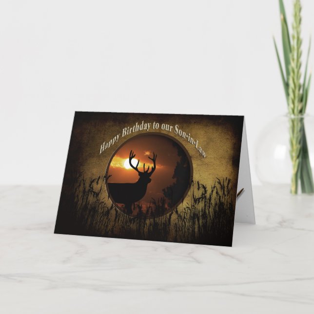 TARJETA CUMPLEAÑOS - HIJO EN DERECHO - DEER HUNTER (Anverso)