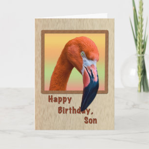 Tarjeta Cumpleaños, hijo, pájaro Flamingo