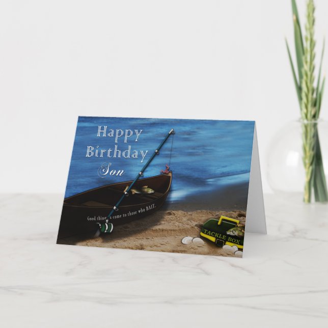 TARJETA CUMPLEAÑOS - HIJO - PESCA - LAGO (Anverso)