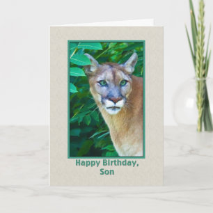Tarjeta Cumpleaños, hijo, puma en la selva