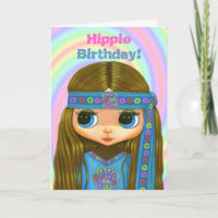¡Cumpleaños hippie! Cute Blue Hippie Chica Doll Ca