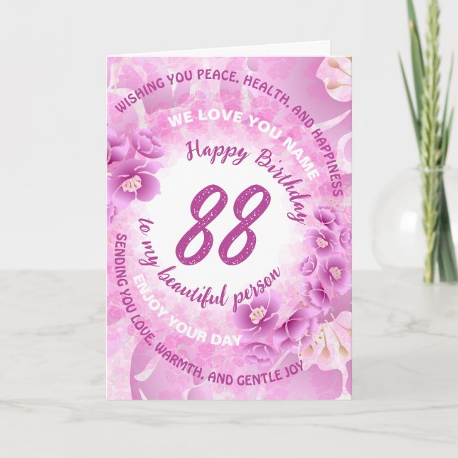 Tarjeta Cumpleaños hito Flor de Cerezo | Edad personalizad (Anverso)