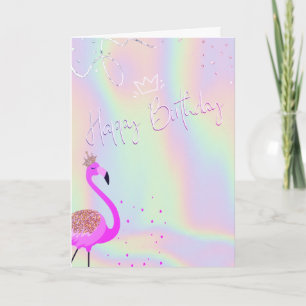 Tarjeta Cumpleaños holográfico de flamencos geniales 