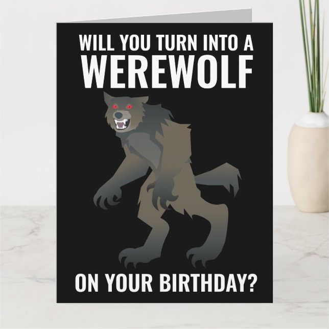 TARJETA CUMPLEAÑOS HOMBRE LOBO DIVERTIDA TARJETAS (Anverso)