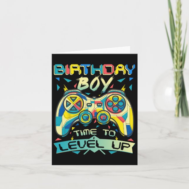 Tarjeta Cumpleaños Hora Del Niño Para Levantar Videojuego  (Anverso)