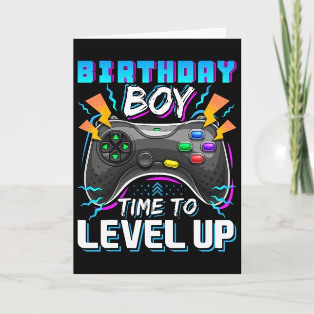 Tarjeta Cumpleaños Hora Del Niño Para Levantar Videojuego  (Anverso)