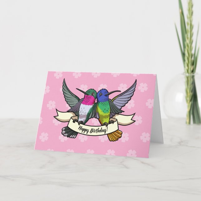 Tarjeta Cumpleaños! Hummingbirds Con Personalizado De Cint (Anverso)