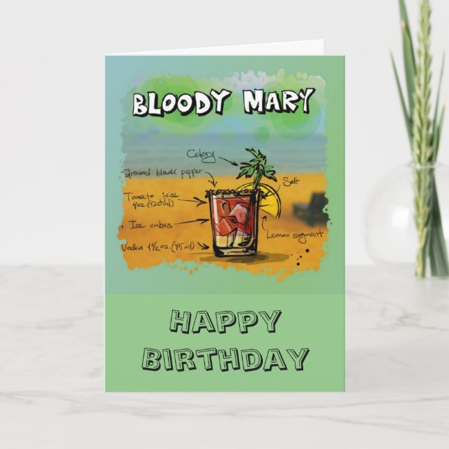 Tarjeta Cumpleaños/humor - receta del bloody mary (Anverso)