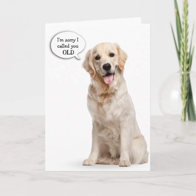Tarjeta Cumpleaños humorística de Golden Retriever (Anverso)
