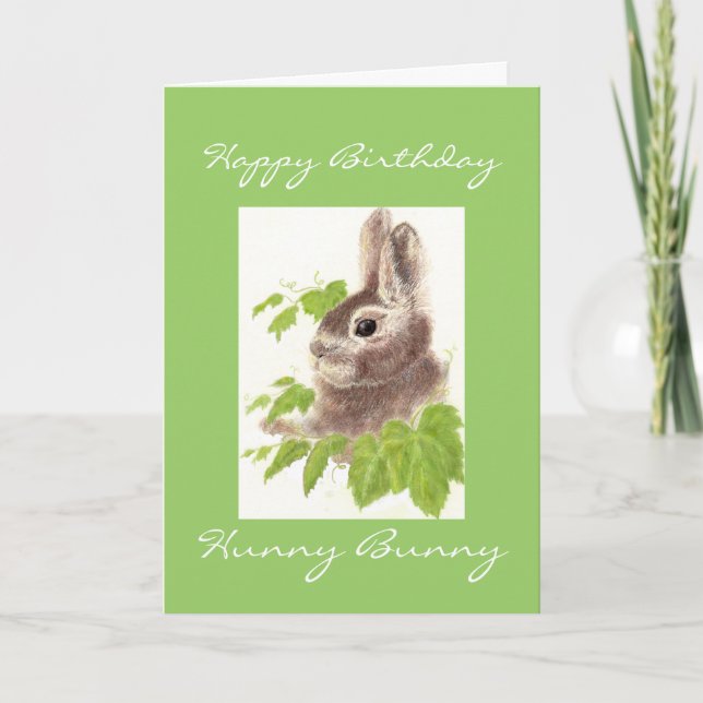 Tarjeta Cumpleaños Hunny Bunny, Conejo Cute (Anverso)
