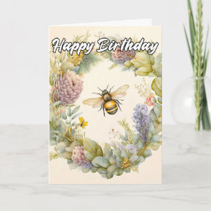 Tarjeta Cumpleaños Ilustracion Springtime Bumblebee