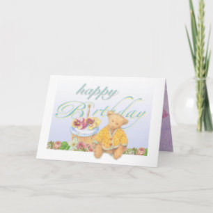 Tarjeta Cumpleaños ilustrado de la magdalena de Teddybear