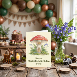 Tarjeta Cumpleaños infantil Fairycore Ratón Hongo