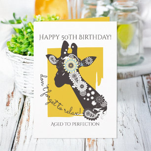 Tarjeta Cumpleaños Inspirador de Jirafa Genial y Divertida