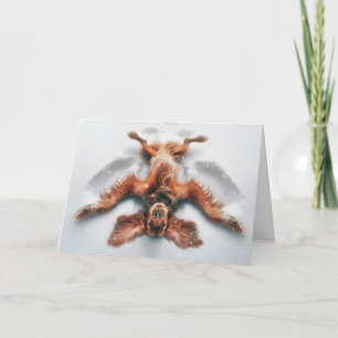Tarjeta Cumpleaños Irish Setter Snow Angel
