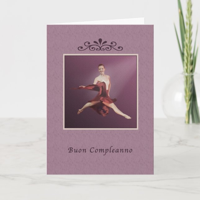 Tarjeta Cumpleaños, italiano, Buon Compleanno, bailarina (Anverso)